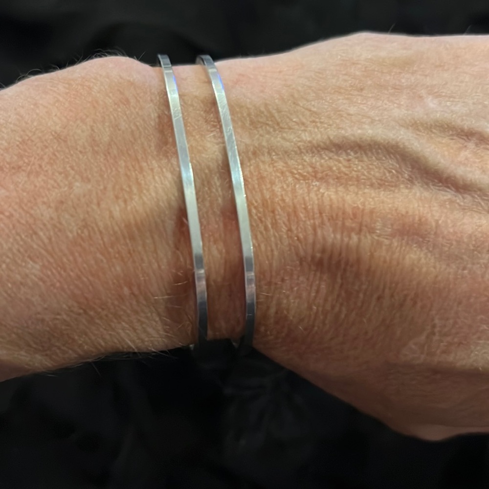 Vintage Sterling silver stamped bar cuff bracelet abstract